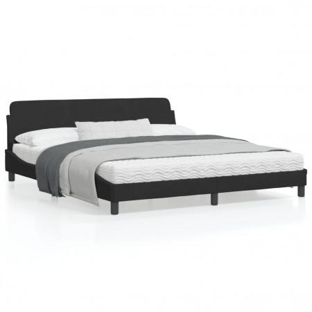 Cadru de pat cu tăblie, negru, 180x200 cm, catifea