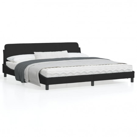 Cadru de pat cu tăblie, negru, 200x200 cm, catifea