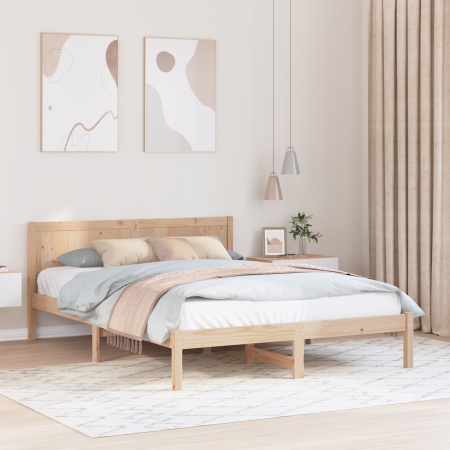 Cadru de Pat din Lemn de Pin Natural Lemn Masiv de Pin 160 x 200 cm