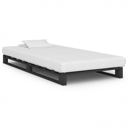 Cadru de pat din paleți, gri, 90 x 200 cm, lemn masiv de pin - Img 1