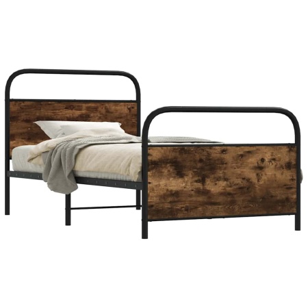 Cadru de pat fără saltea 90x190cm Stejar fumuriu lemn prelucrat