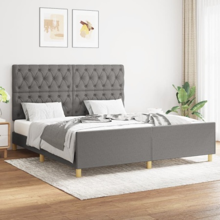 Cadru de pat fără saltea, gri închis, 160x200 cm, textil