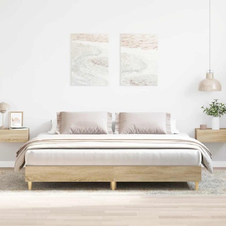 Cadru de pat fără saltea Stejar Sonoma 200x200cm Lemn prelucrat