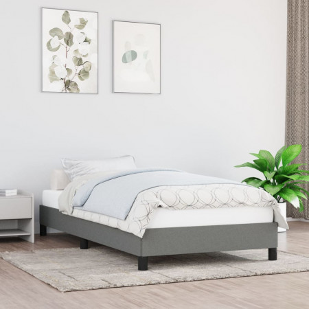 Cadru de pat, gri închis, 90x190 cm, material textil - Img 1