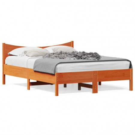 Cadru de pat, maro ceruit, 140x200 cm, lemn masiv de pin - Img 1