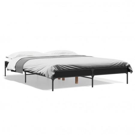 Cadru de pat, negru, 140x200 cm, lemn prelucrat și metal