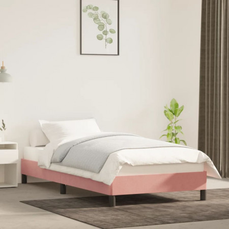 Cadru de pat, roz, 100x200 cm, catifea