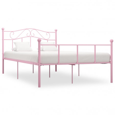 Cadru de pat, roz, 160 x 200 cm, metal - Img 1