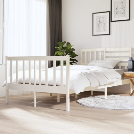 Cadru de pat Small Double 4FT, alb, 120x190 cm, lemn masiv