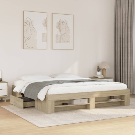 Cadru de pat, stejar sonoma, 180x200 cm, lemn prelucrat