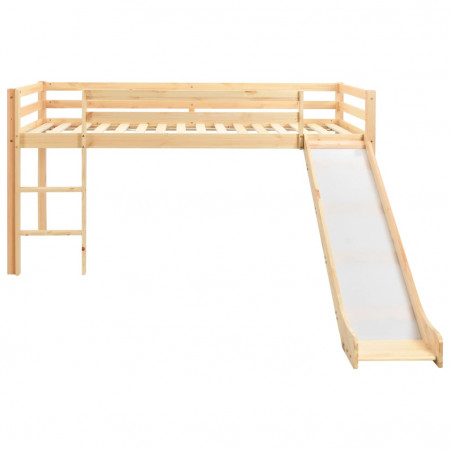 Cadru pat copii etajat cu tobogan &amp;amp; scară 97x208cm lemn de pin - Img 1