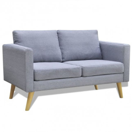 Canapea cu 2 locuri, material textil, gri deschis - Img 1