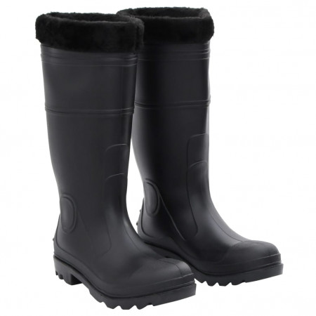 Cizme de ploaie cu șosete detașabile, negru, mărime 41, PVC - Img 1