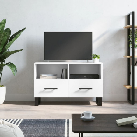 Comodă TV, alb, 80x36x50 cm, lemn prelucrat