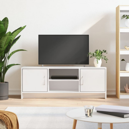 Comodă TV, alb extralucios, 102x30x37,5 cm, lemn prelucrat - Img 1