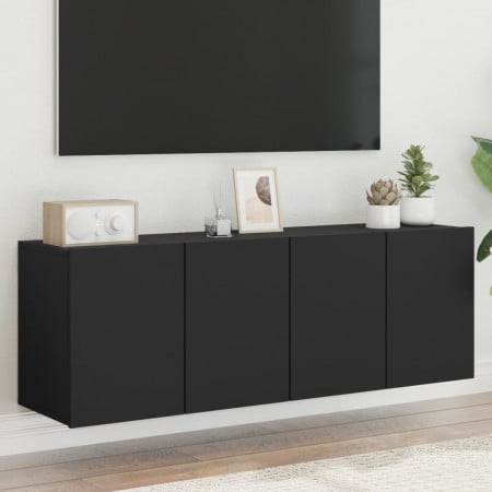 Comodă TV de perete, 2 buc. negru, 60x30x41 cm