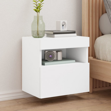 Comodă TV de perete cu lumini LED, alb, 40x30x40 cm