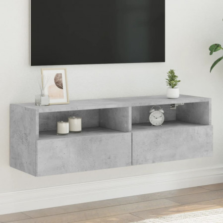 Comodă TV de perete, gri beton, 100x30x30 cm, lemn prelucrat - Img 1