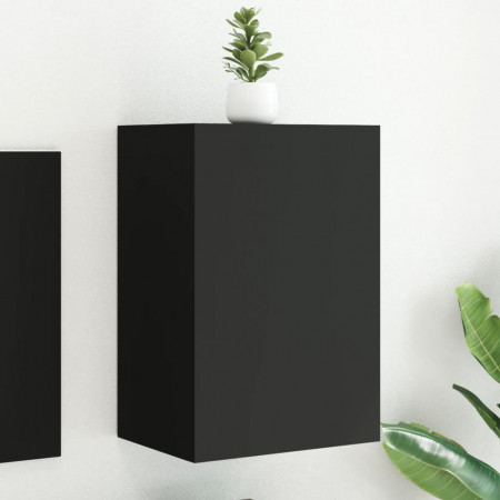 Comodă TV de perete, negru, 40,5x30x60 cm, lemn prelucrat