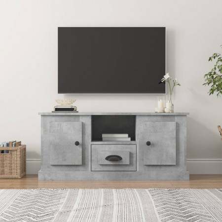 Comodă TV, gri beton, 100x35,5x45 cm, lemn prelucrat