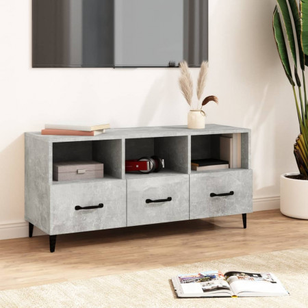 Comodă TV, gri beton, 102x35x50 cm, lemn compozit
