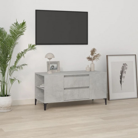 Comodă TV, gri beton, 102x44,5x50 cm, lemn prelucrat