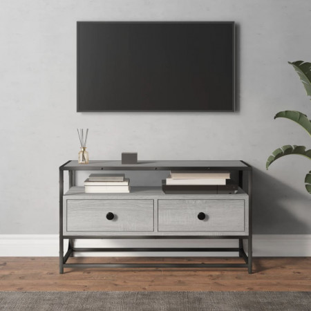 Comodă TV, gri sonoma, 80x35x45 cm, lemn prelucrat