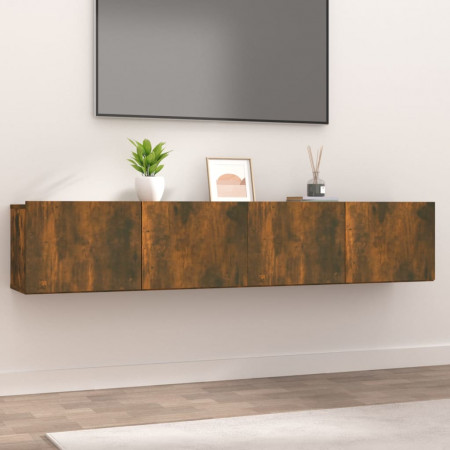 Comode TV, 2 buc., stejar fumuriu, 80x30x30 cm, lemn prelucrat