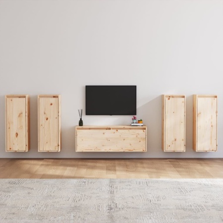 Comode TV, 5 buc., lemn masiv de pin