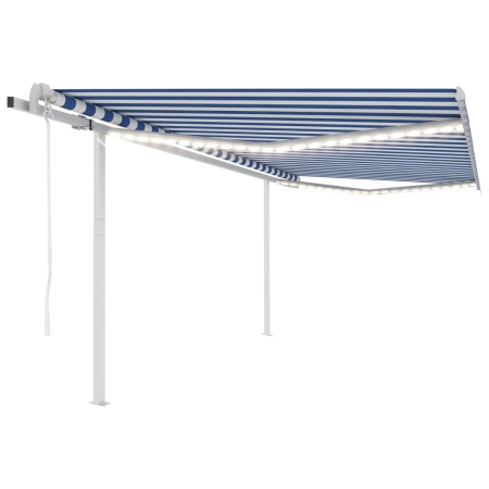 Copertină automată cu senzor vânt &amp; LED, albastru&amp;alb, 4x3,5 m - Img 1
