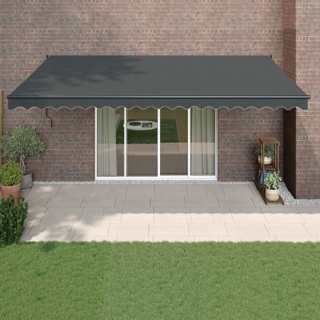 Copertină retractabilă, antracit, 5x3 m, textil și aluminiu