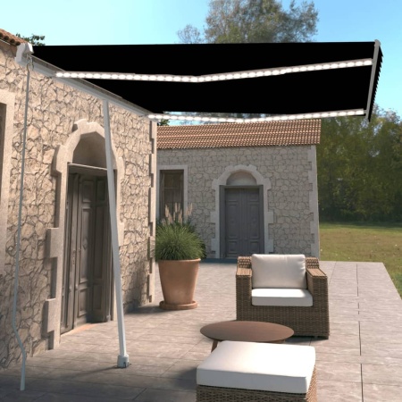Copertină retractabilă manual cu LED, antracit, 300x250 cm