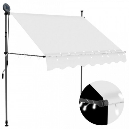 Copertină retractabilă manual cu LED, crem, 200 cm