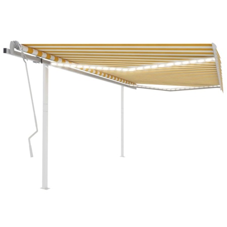 Copertină retractabilă manual, cu LED, galben și alb, 4x3 m