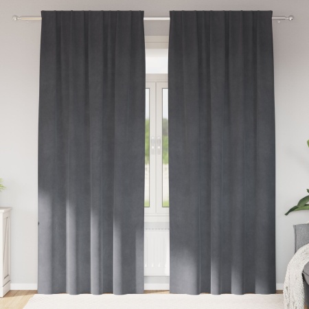 Cortine blackout cu bandă superioară 2 pcs Gri deschis catifea