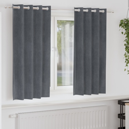 Cortine blackout cu ochiuri 2 pcs Gri foarte deschis din catifea