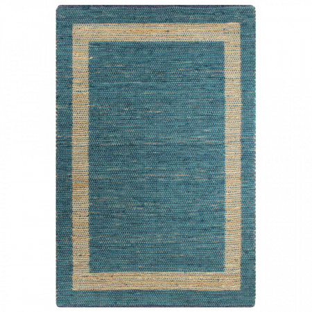 Covor manual, albastru, 80 x 160 cm, iută - Img 1