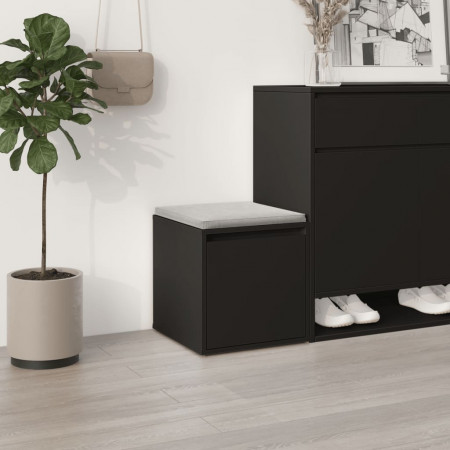 Cutie cu sertar, negru, 40,5x40x40 cm, lemn compozit