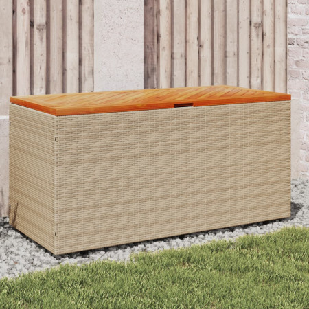 Cutie depozitare grădină bej 110x50x54 cm lemn acacia poliratan - Img 1