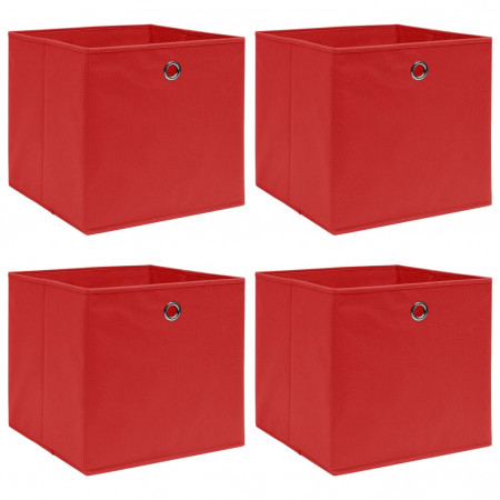 Cutii depozitare, 4 buc., roșu, 32x32x32 cm, textil - Img 1