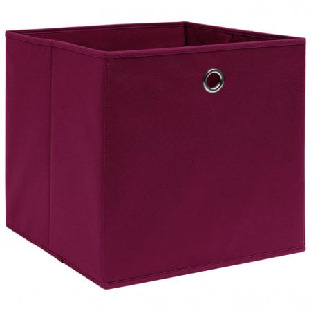 Cutii depozitare, 4 buc., roșu închis, 32x32x32 cm, textil