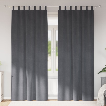 Draperii blackout cu bucle de agățare 2 buc Super Gri deschis Catifea