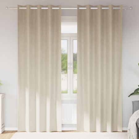 Draperii blackout cu inele 2 buc Crem Catifea