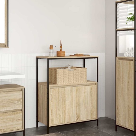 Dulap de baie cu rafturi Stejar Sonoma 76,5x35x95 cm
