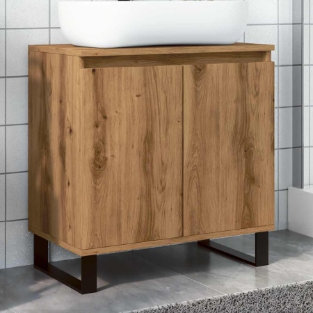 Dulap de baie, stejar artizanal, 58x33x60 cm, lemn prelucrat