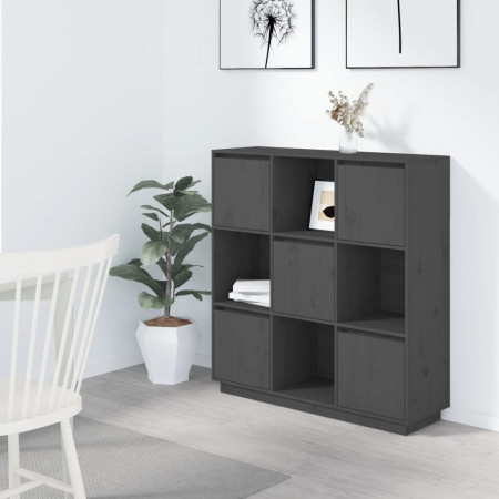 Dulap înalt, gri, 110,5x35x117 cm, lemn masiv de pin