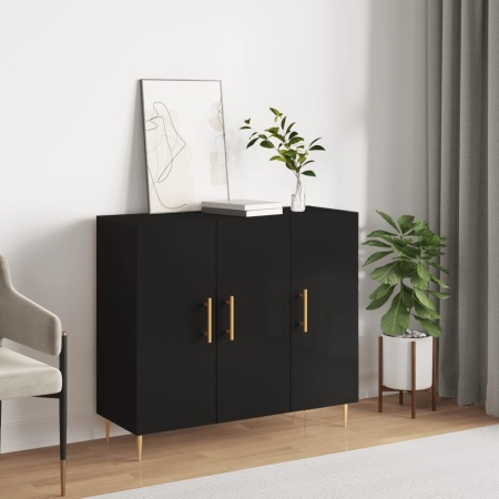 Dulap, negru, 90x34x80 cm, lemn compozit