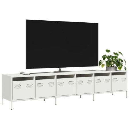 Dulap TV, alb, 202x39x43,5 cm, oțel laminat la rece