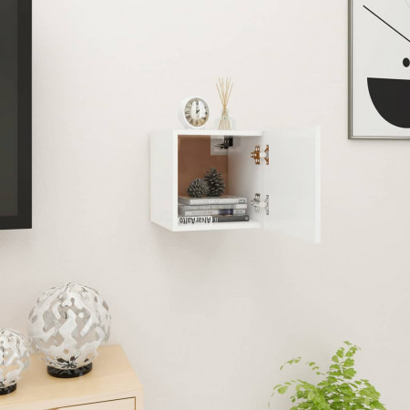 Dulap TV montaj pe perete, alb, 30,5x30x30 cm