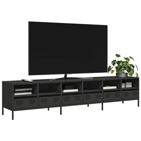 Dulap TV, negru, 202x39x43,5 cm, oțel laminat la rece